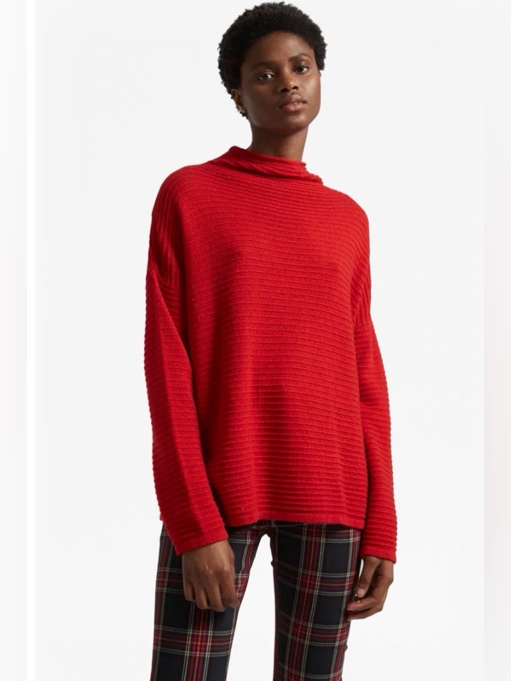 French Connection Lena Red High Neck Sweater Size Medium